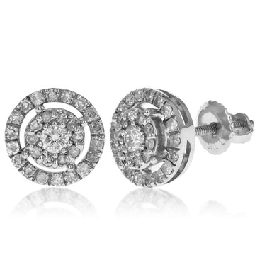 Round Diamond Earrings With A Diamond Halo Ethan Jordan Jewelers