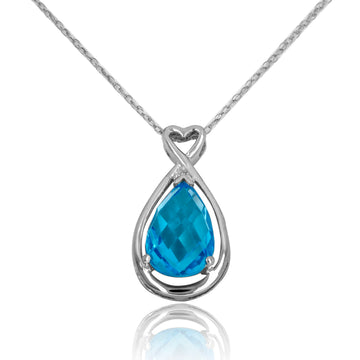Blue Topaz Pear Shaped Necklace With Diamonds Ethan Jordan Jewelers